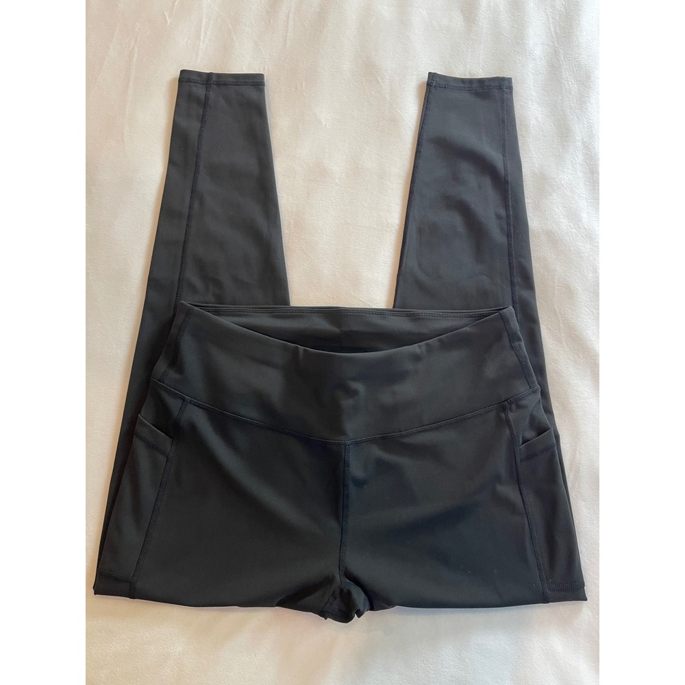 Black‎ High Waisted Athletic Leggings with Pockets 2XL Yoga Gym Pants